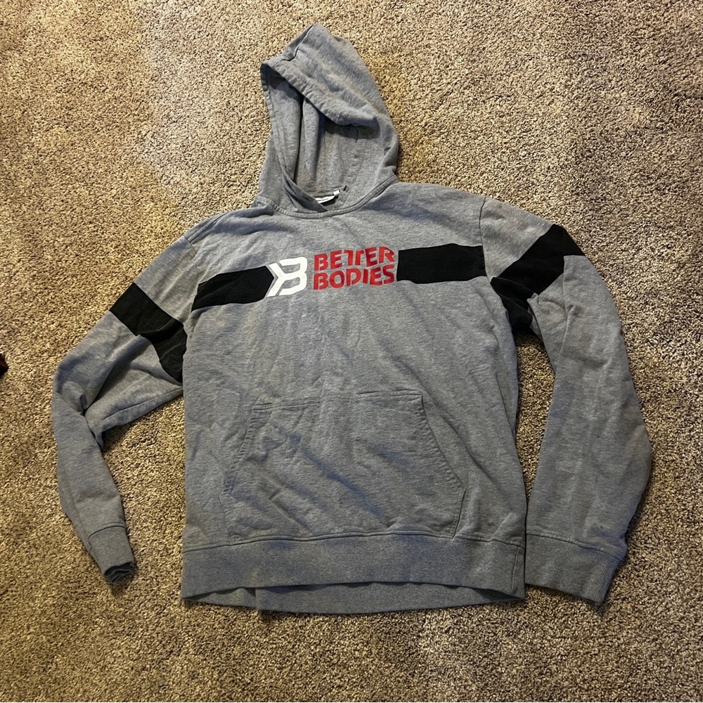 BETTER BODIES Gray and Black Hoodie for Men